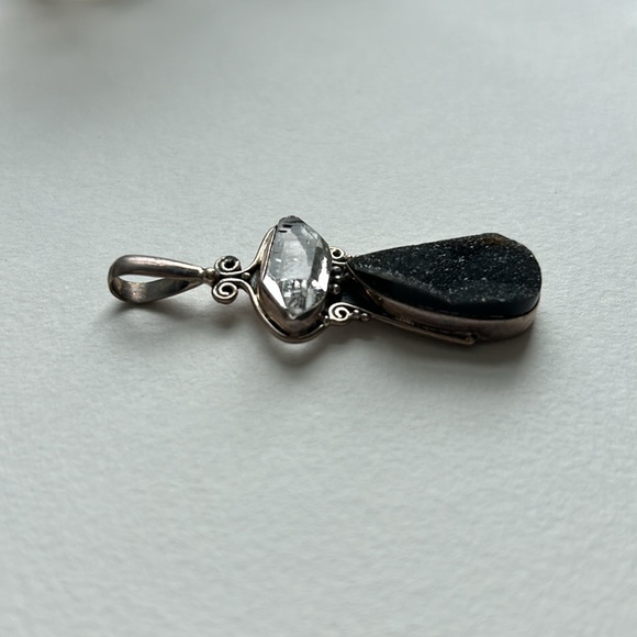 Herkimer Diamond and Druzy pendant - Picture 5 of 7